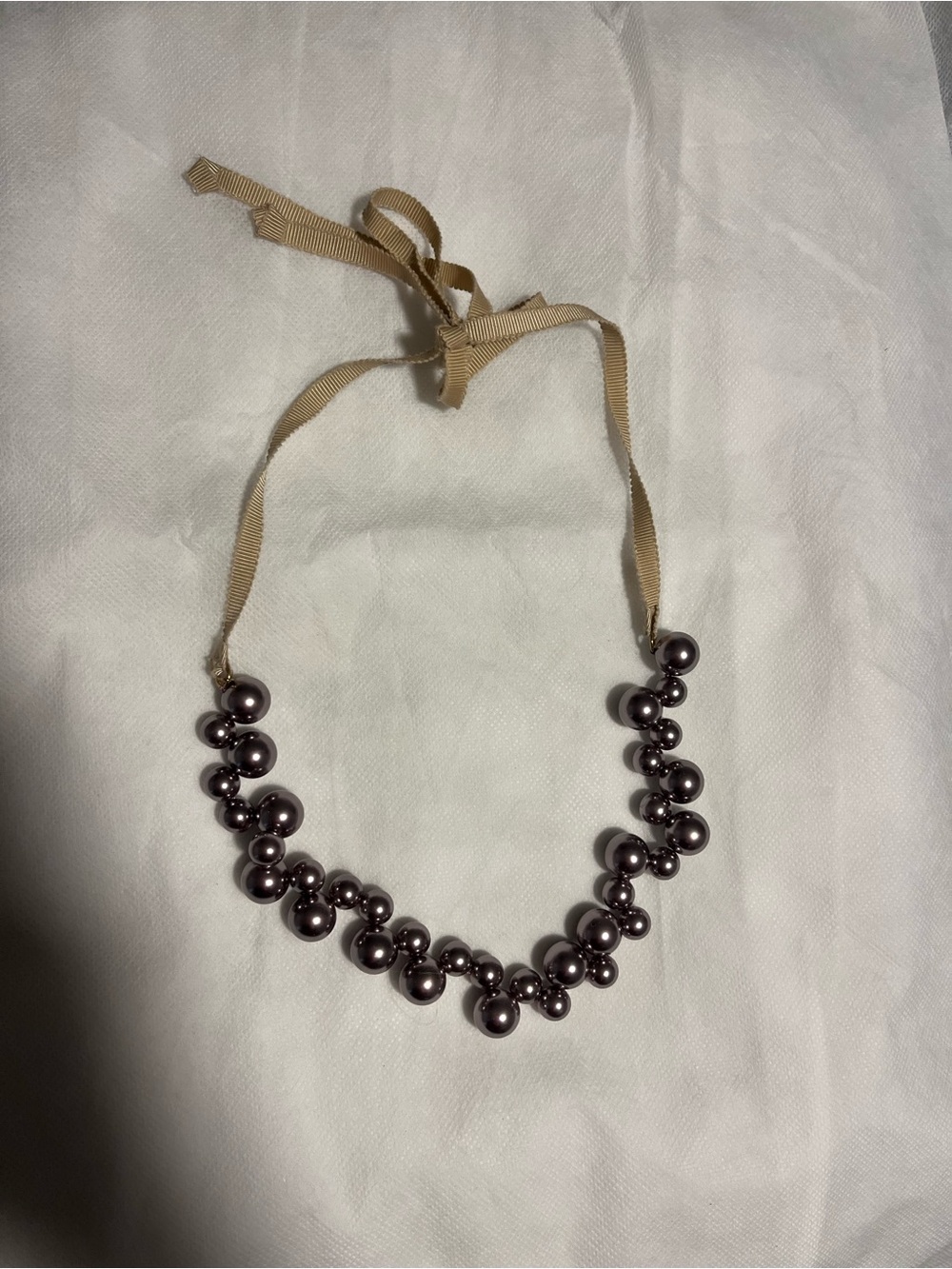 J. Crew Purple Cluster Pearl Necklace with Ribbon Tie